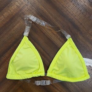 Triangle Bikini Top Lime green and Clear Large